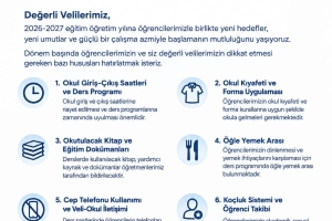 2026 - 2027 EĞİTİM ÖĞRETİM YILI DÖNEM BAŞI VELİ BİLGİLENDİRME DUYURUSU