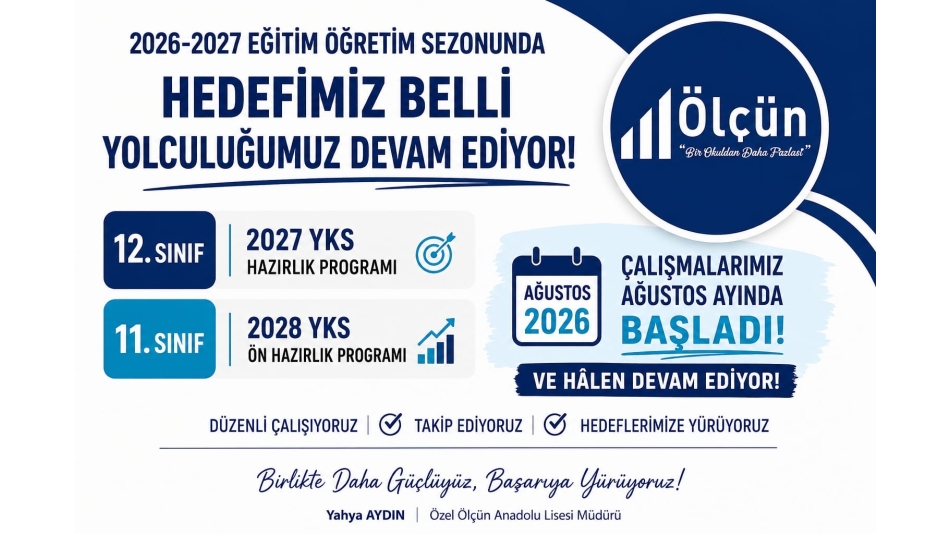 Ağustos 2026 Erken YKS Hazırlık Programlarımız Devam Ediyor