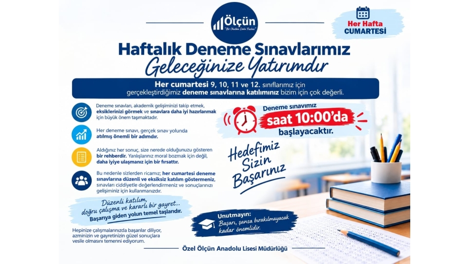 Her Hafta Cumartesi DENEME SINAVI